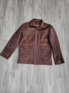 U.S. Wings Indiana Jones leather Bomber Flight jacket brown Medium Made In USA